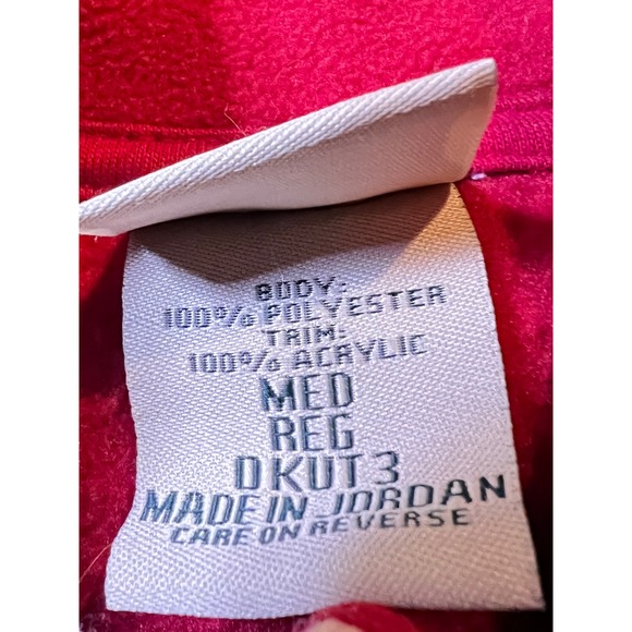 LL Bean Womens Red Fleece Jacket Nordic Fair Isle Print Full Zip Cozy Size Med - Picture 11 of 11